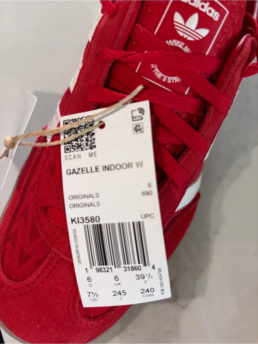 Adidas Gazelle Indoor shoes sneakers Better Scarlett red gum sole 7.5 NWT